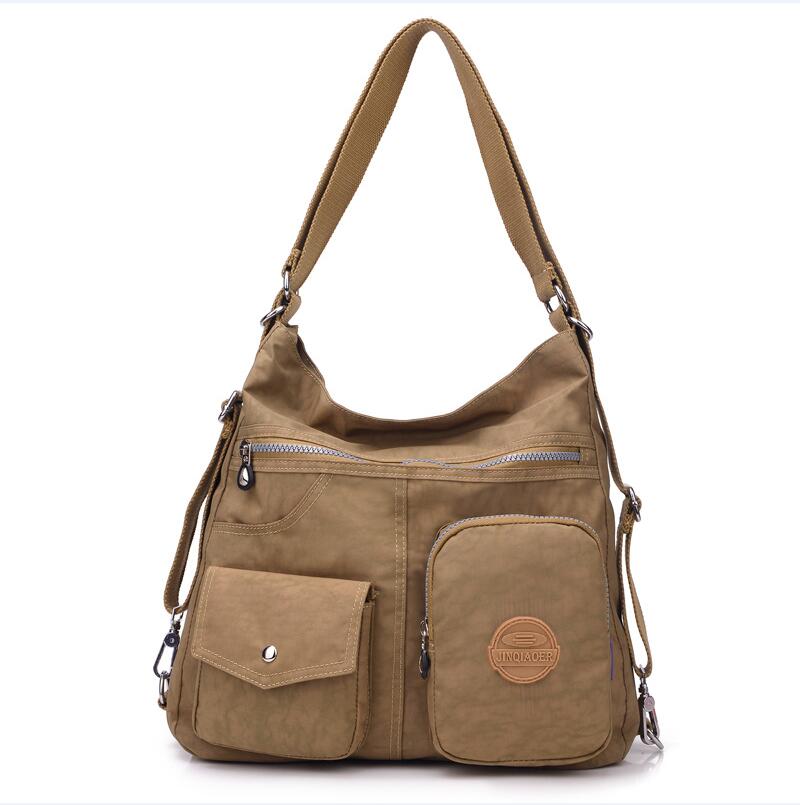 JINQIAOER-Bolso de mano de nailon para mujer, bandolera doble de , resistente al agua, de: Beige