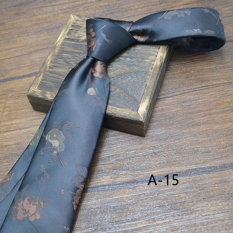 Nueva corbata clásica de poliéster de 8cm para hombre, corbata Retro de negocios con flores Jacquard, patrón de pescado, corbata marrón y negra, accesorios para de boda: Naranja