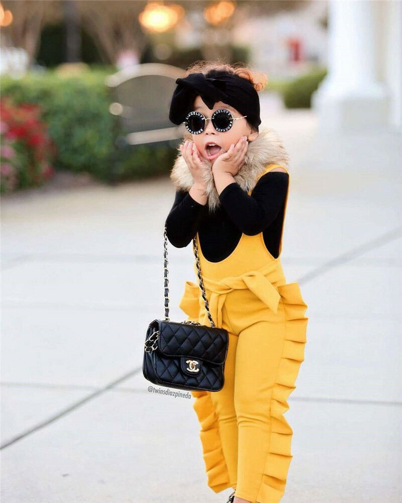 Cute Fold Overall Romper Baby Girls Clothes Jumpsuit Bow-knot Print Ruffle Decor 0-5Y Age Ifant Toddler Newborn Outfits Set