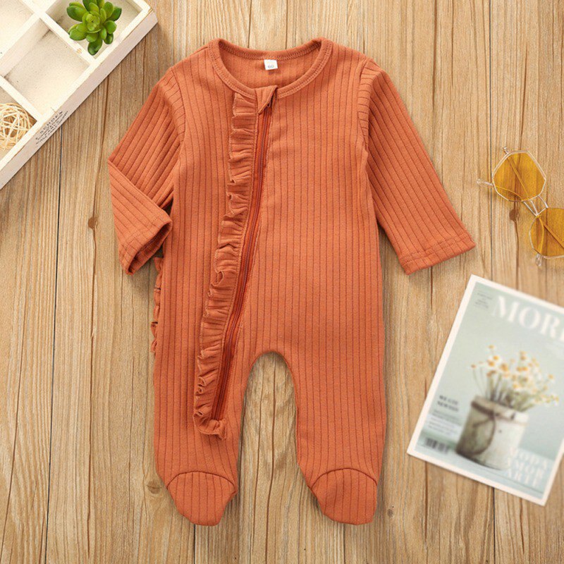 Pasgeboren Baby Baby Meisje Jongen Betaalde Sleeper Romper Effen Rits Kleding Outfits Set Winter Romper Jumpsuit Mamelucos Invierno: O / 6m