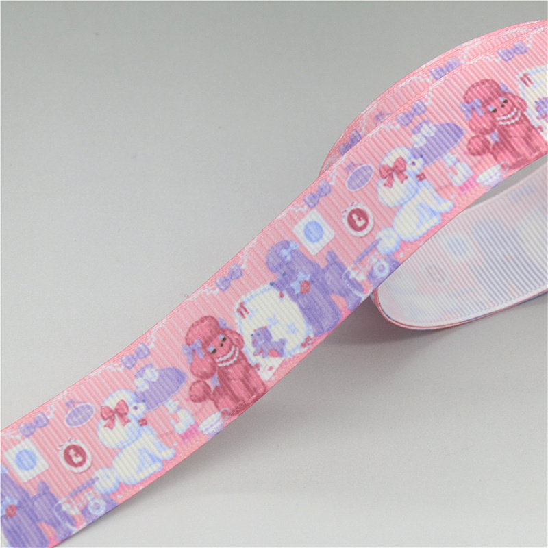 DUWES 50 yards Hond Poedel Bulldog Corgi Gedrukt Grosgrain Lint Accessoire Hairbow Hoofddeksels Decoratie DIY OEM D1651
