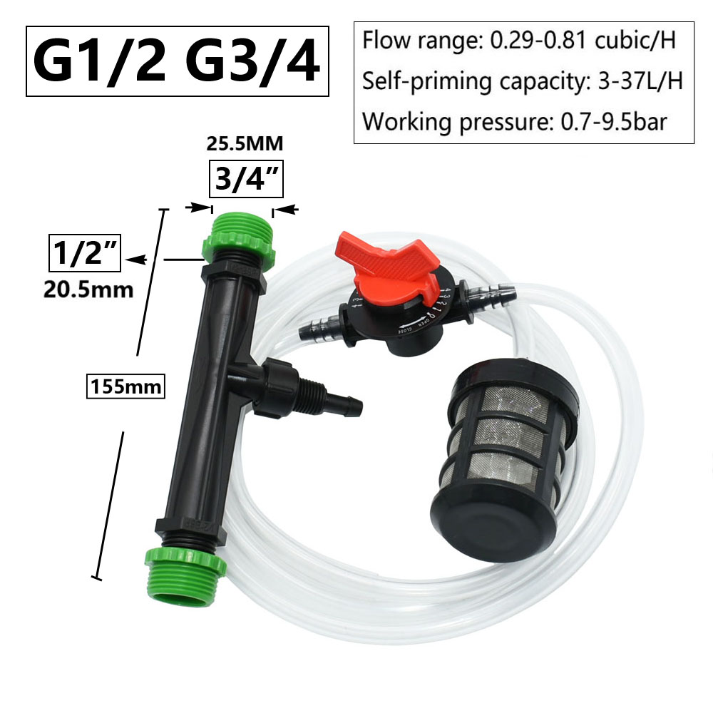 1/2" 3/4" 1" 1.5inch Thread Agriculture Irrigation Venturi Fertilizer Injector set Greenhouse Irrigation Fitting Ozone Injector: Red