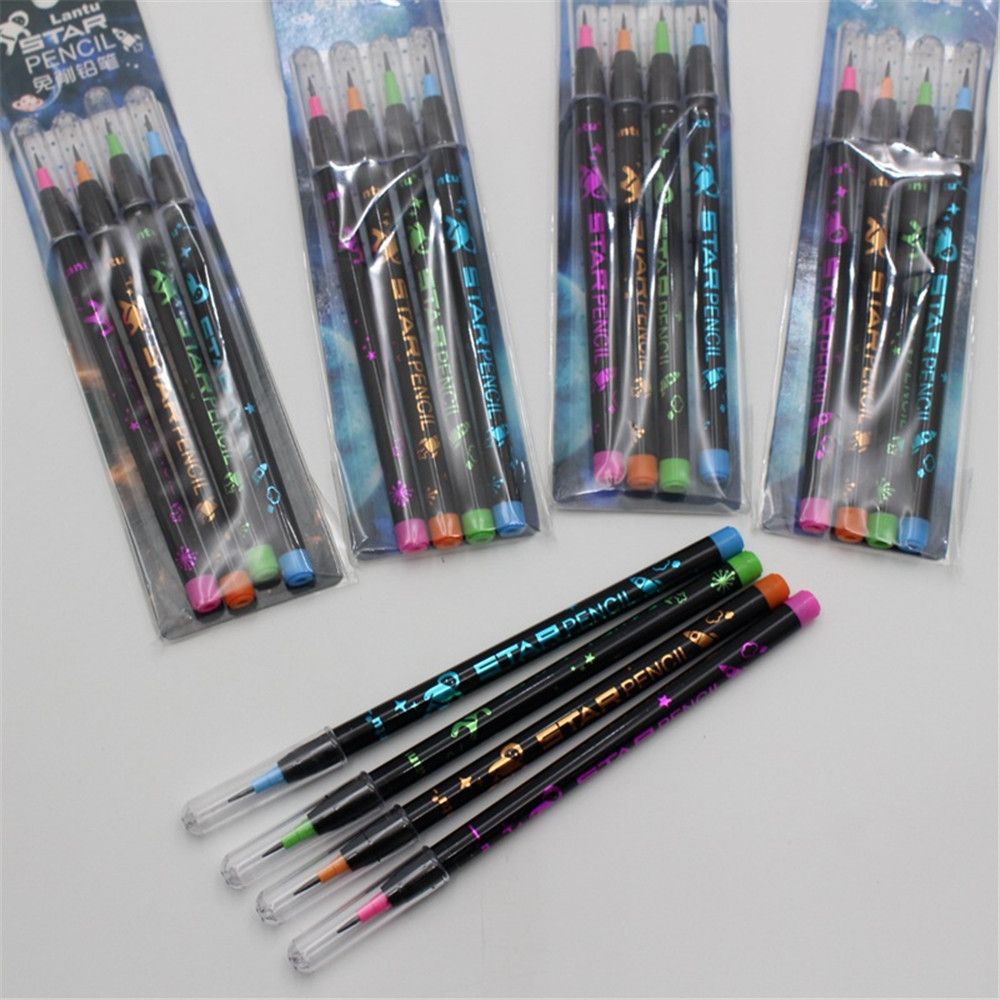4pcs/set Colorful Non-sharpening Pencils Cute Stationery Pencil Plastic Pencil Student School Stationery material escolar: D