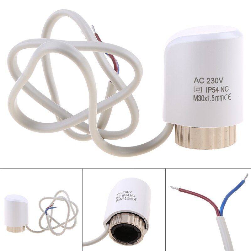AC 230V Normally Closed NC M30*1.5mm Electric Thermal Actuator IP54 for Underfloor Heating TRV Thermostatic Radiator Valve