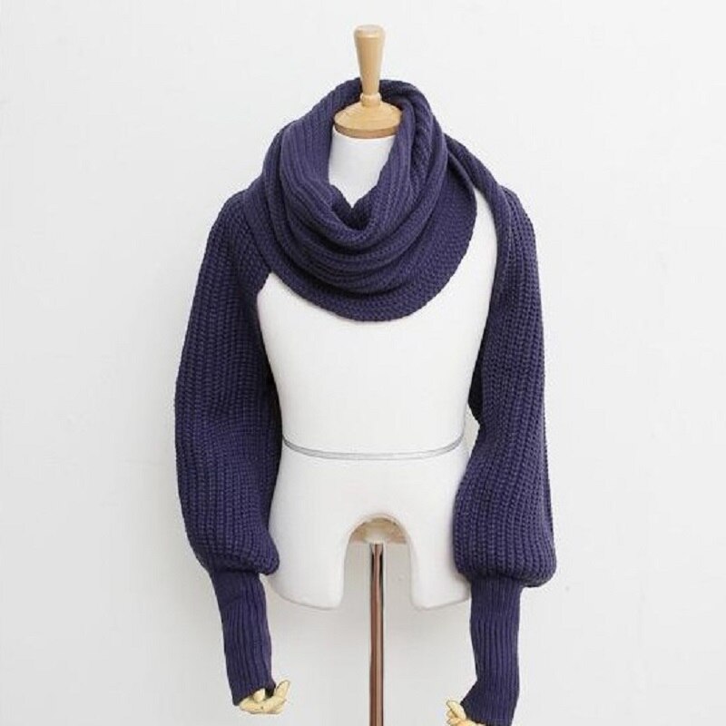 Herfst Sjaal Deken Vrouwen Effen Kleur Gebreide Trui Tops Sjaal Met Mouwen Wrap Winter Warme Sjaal Sjaals