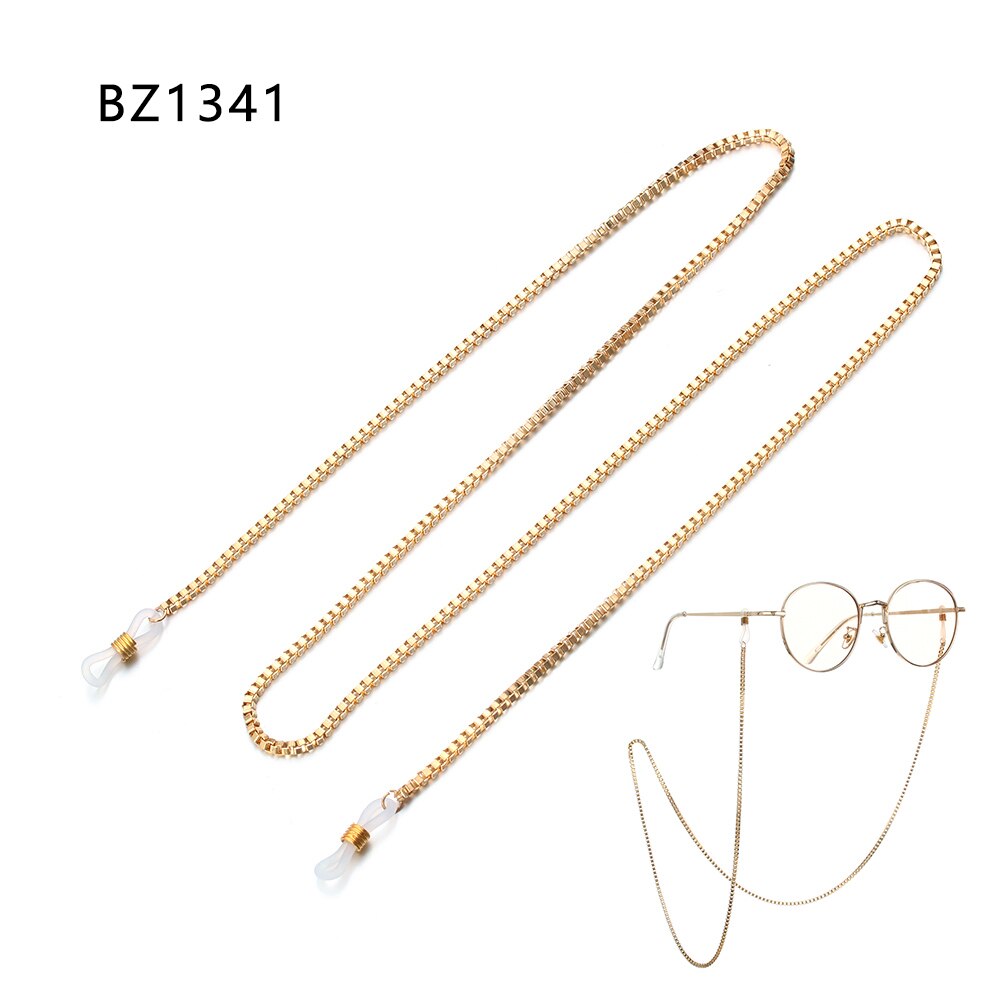 Soporte antideslizante para gafas de sol, cadena de lente de Metal, collar con perlas y estrellas, accesorios para gafas: BZ1341