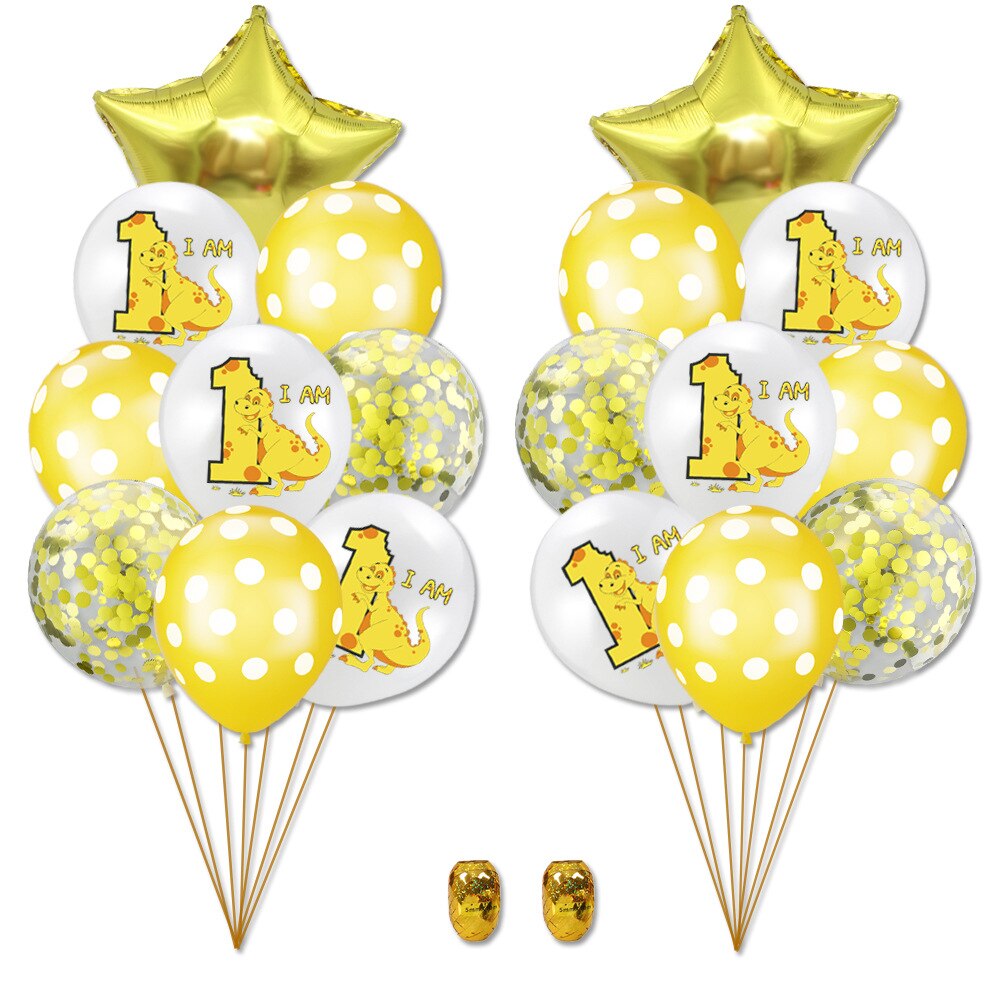 Globos de dinosaurio de dibujos animados 1st decoración de de cumpleaños dinosaurio de la edad del bebé globos bandera Banner Animal suministros: 20pcs  SET NO 6