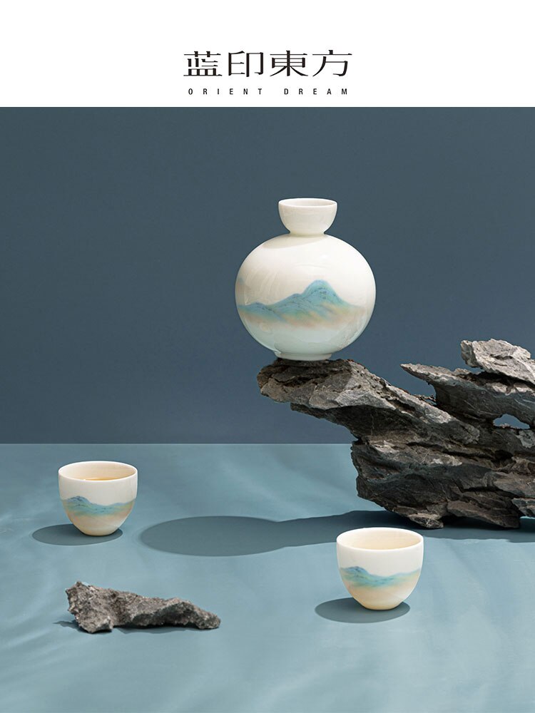 Ceramic wine pot household ancient Chinese style liquor distributor white wine set wineware box