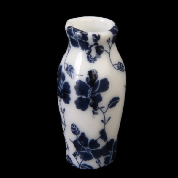 7 Stck/Pack 1/12 Puppenhaus Sammlung Keramik China Porzellan Vase Untertasse --- Weiß + Blau Ranke