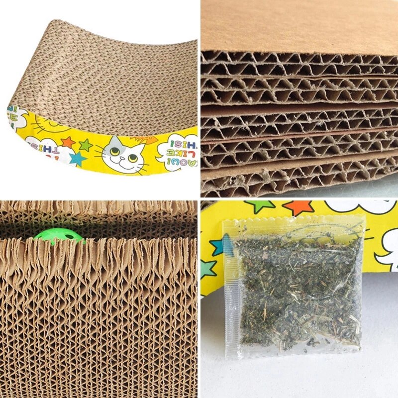 Corrugated Cat Scratch Paper Board Cardboard Catnip Pad Grinding Nails Claw Interactive Protect Furniture Kitten Scratcher Toy