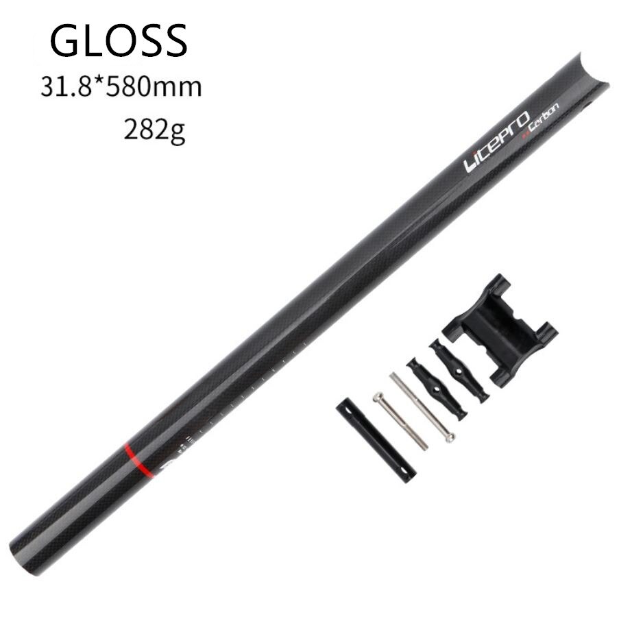 Litepro Zadelpen Voor Brompton Vouwfiets Carbon 31.8Mm * 580Mm Fietsstoeltje Buis: gloss black