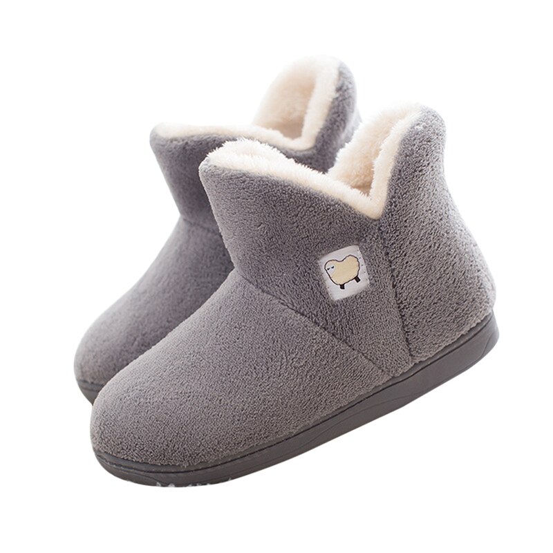 Bottines d'hiver pour femmes, chaussures plates en peluche pour garder au ,: gray / 40-41