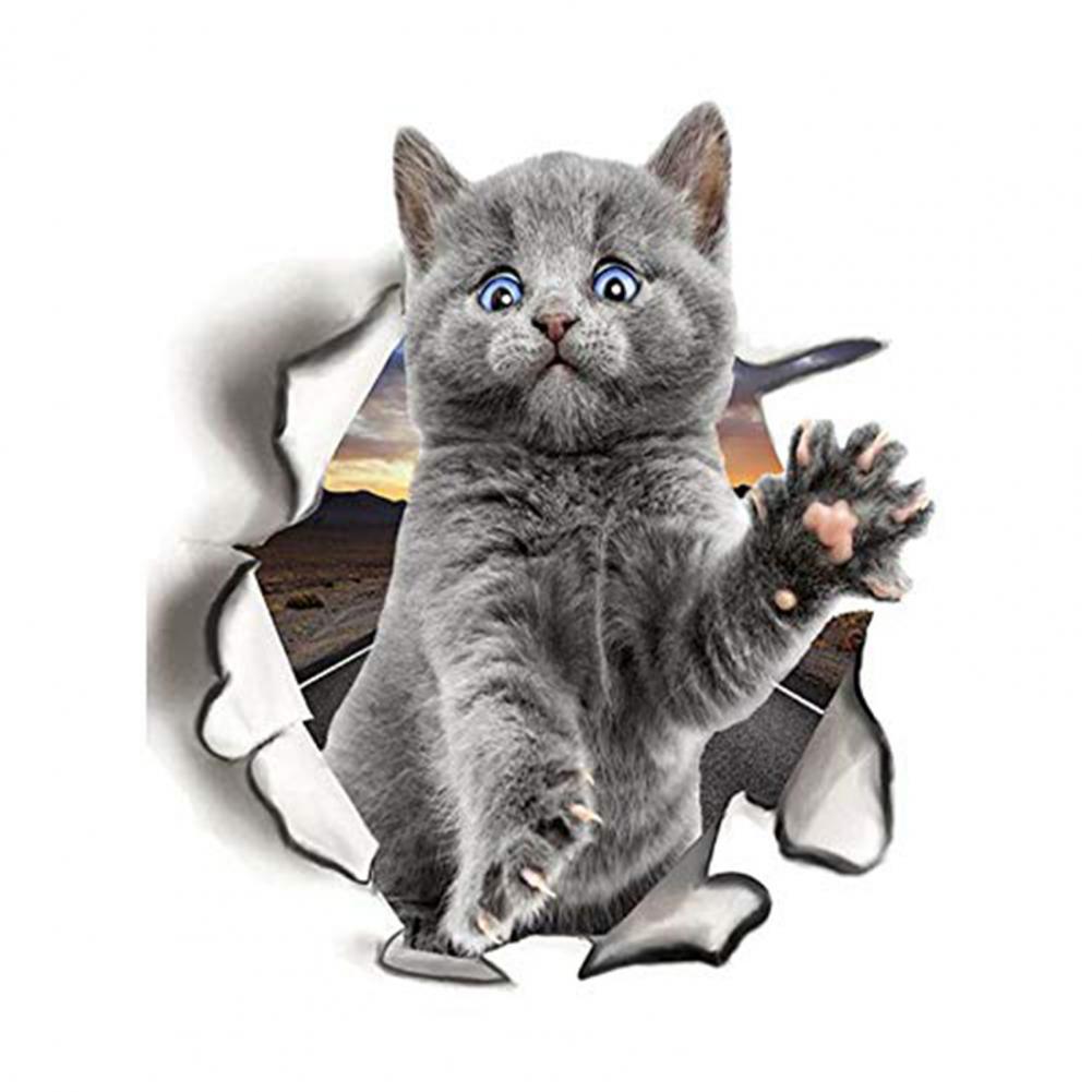 3D Imaginative Kitten Wall Stickers Home Decor Living Room Bathroom Toilet Cover Decoration Funny Animals Poster