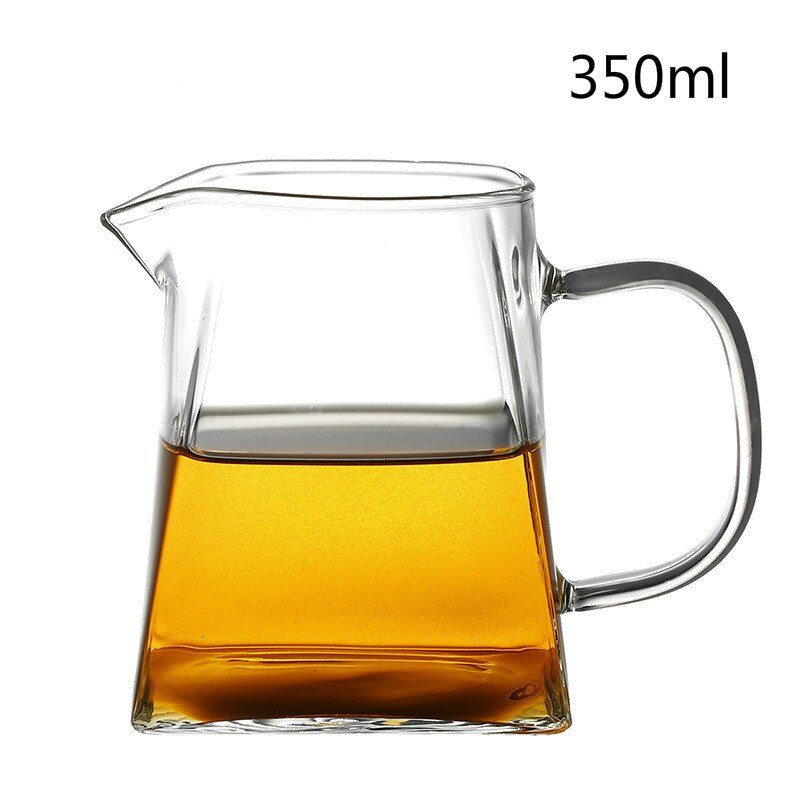 Heat-Resisting Clear Glass Tea Pitcher Square Chinese Tea Set Accessory Chahai Milk Glass Pitcher Coffee Pot Water Jug: 350ml