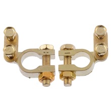 Terminal de batería para vehículos pequeños, 35mm, positivo, 34mm, negativo, chapado en oro, Universal, 1 par