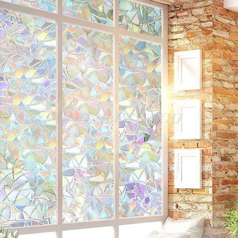 3D estática decorativa de privacidad de la ventana de vidrio película adhesiva teñida Anti UV autoadhesiva Arco Iris pegatinas decoración del hogar