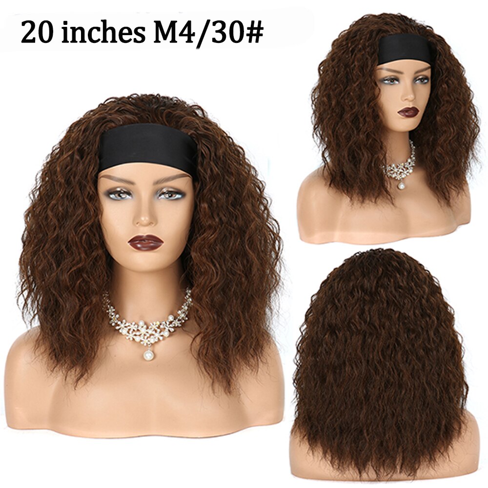 Amir Synthetic Half Wigs for Black Women Afro Kinky Curly Headband Wig Puffy Thick Scarf Wig Heat Resistant Black Brown: 4/30HL