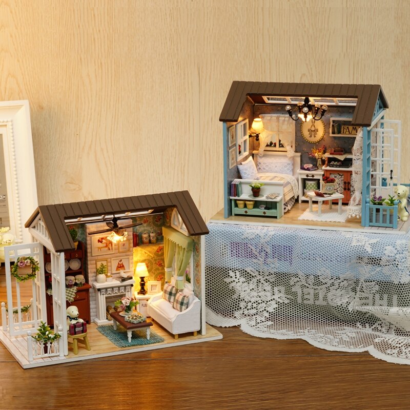 Puppe Haus Möbel Diy Miniatur 3D Holz Miniaturas Puppenhaus Spielzeug für freundlicher Geburtstag Weihnachten Weihnachten Tagebuch