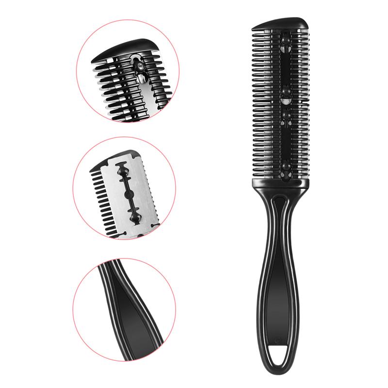 3 pièces coupe-cheveux peigne Double côté coupe de cheveux ciseaux lame en métal rasoir en plastique peigne coupe-cheveux tondeuse avec lame en acier inoxydable