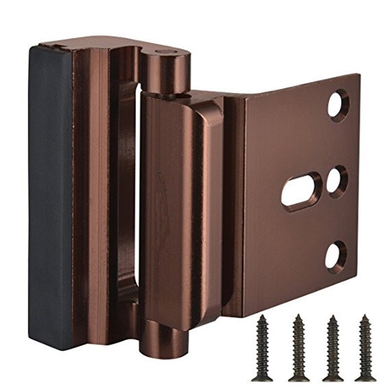 Door Reinforcement Lock Aluminium Alloy Home Security Door Lock Home Child Proof Door Stopper Easy to Install: brown