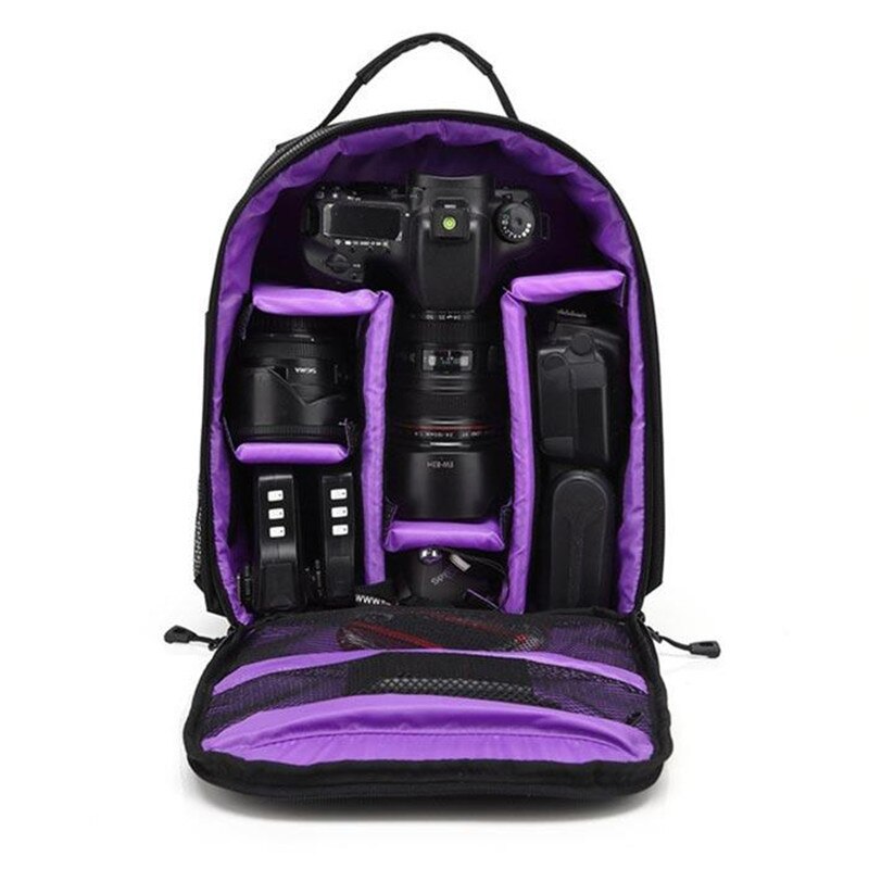 Mochila para cámara Digital, bolsa impermeable para cámara de fotos DSLR, funda para cámara Nikon/Canon/DSLR: Purple only bag