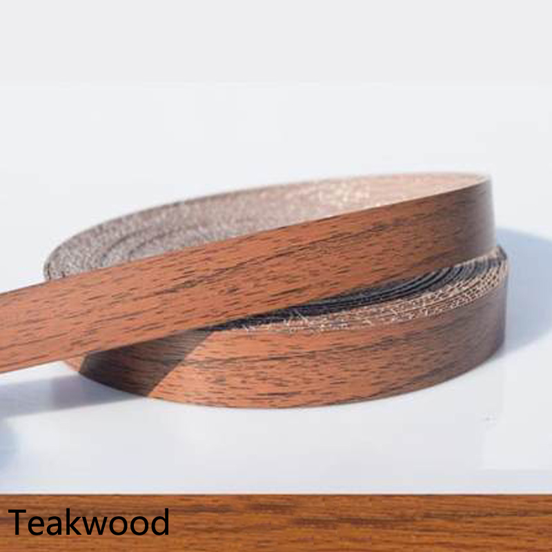 Borde de bandas de PVC decorativo de chapa de madera autoadhesivo de 10M y 2cm para muebles, armarios, mesas de oficina, bordes de superficie de madera: Teakwood