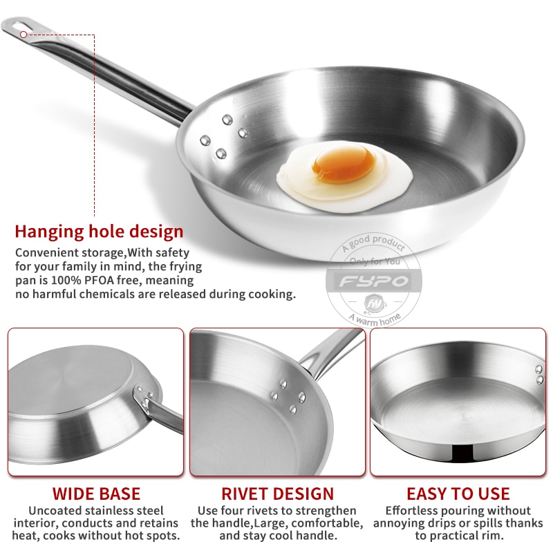 Non Stick Frying Pan Stainless Steel Composite Bottom Steak Pan Frying Pan Gas Induction Cooker Roast Skillet Kitchen cookware