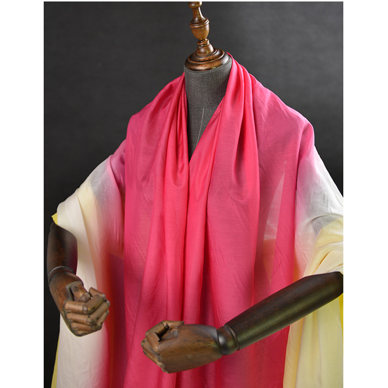 Custom 18 Summer Gradually Changing Color 60%Silk 40%Cotton Fabric For Women Dress 140cm wide cloth DIY Sewing