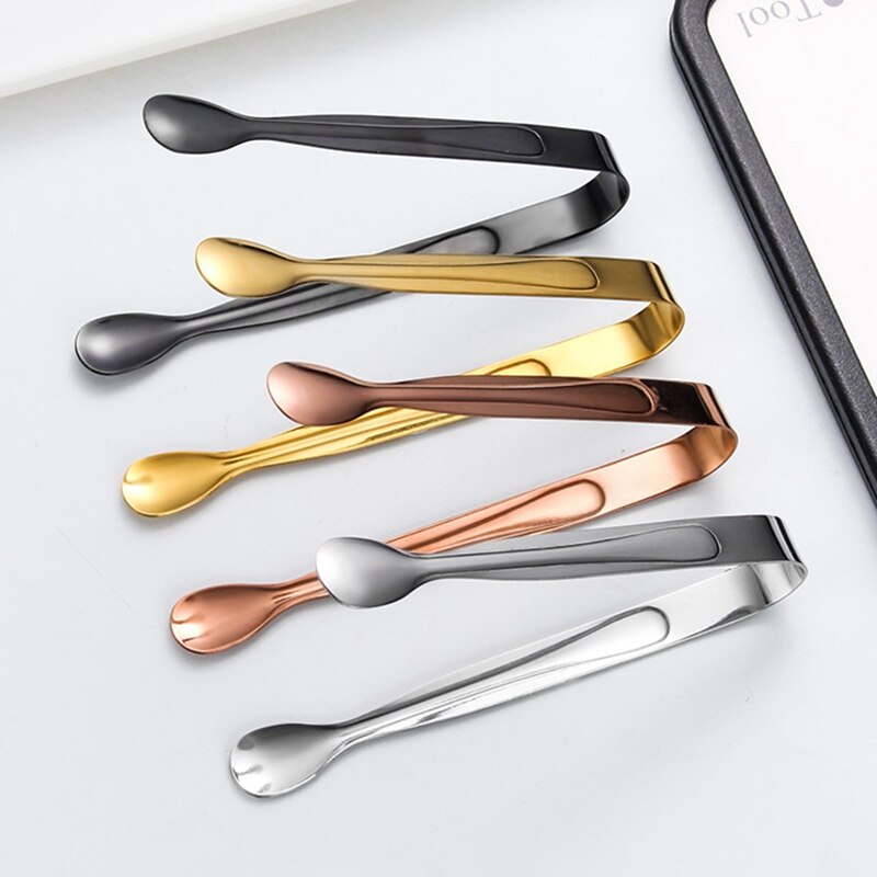 Gold Sugar Ice Cube Tongs Stainless Steel Ice Tongs Mini Metal Kitchen Food Serving Tongs Clip Tea Party Bar Kitchen Accessories