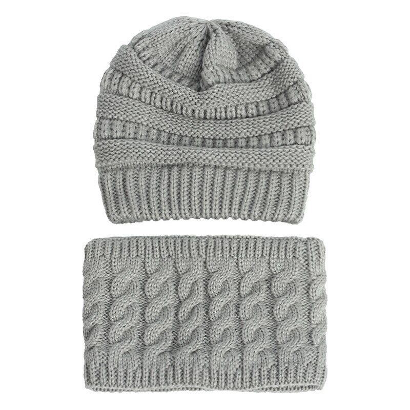 Winter muts en sjaal voor baby's, gebreide warme fleece gevoerde skimuts, dunne kindermuts, maat 889