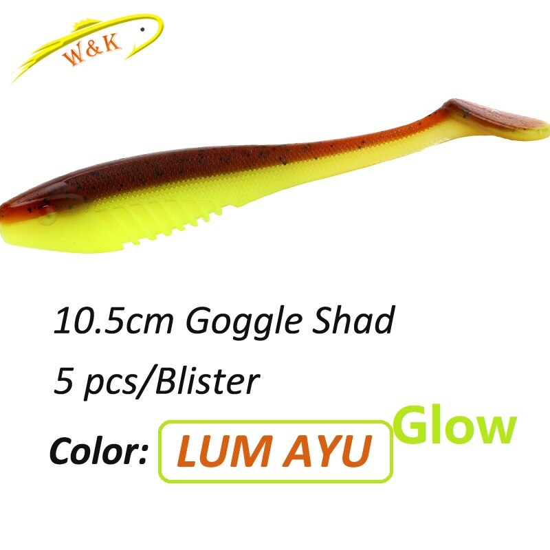 WK-leurre souple de type poisson nageur disponible en deux couleurs, appât artificiel idéal pour la pêche en eau douce, à l'alose, 4.1 pouces, 10.5cm, lot de 5 unités par lot: Lum Ayu 4.1