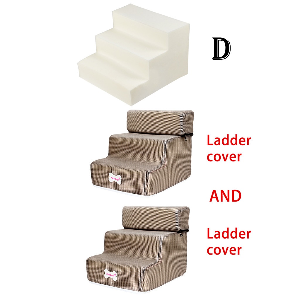 Lit escalier pour animal domestique | Échelle 2/3 pour animal domestique, maison pour chien, chiot, lit en tissu maille pliable, lit amovible pour animal, lit pour chat, chien, rampe pour chiot, fournitures pour chiot: D