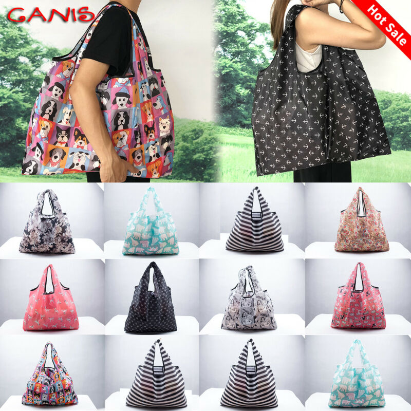 2019New Lady Foldable Recycle Eco Shopping Bag Reusable Shopping Tote Bag Floral Fruit Vegetables Food Beach Shopping Travel Bag