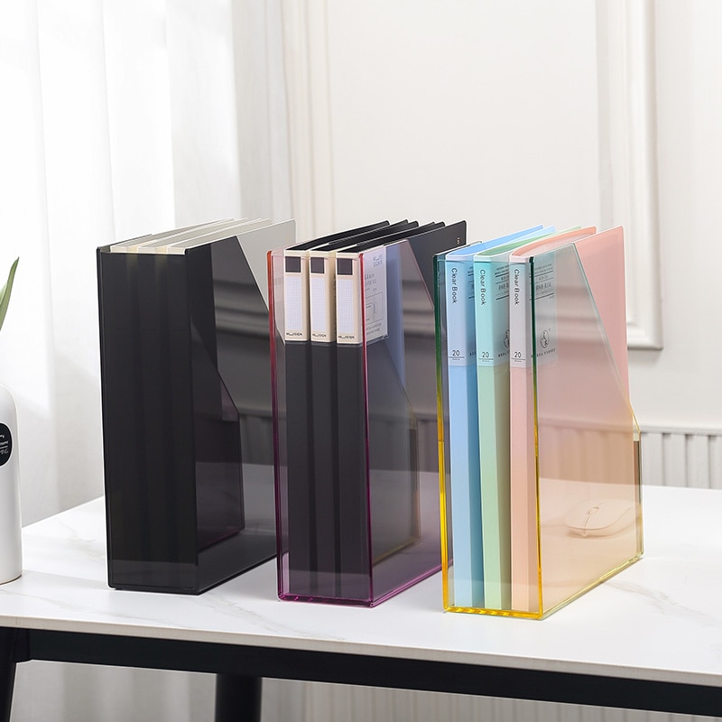Organizador de escritorio para documentos, soporte acrílico antigolpes, caja de almacenamiento para casa, oficina, libros, documentos, estuche de lápices, estante, organizador de papelería