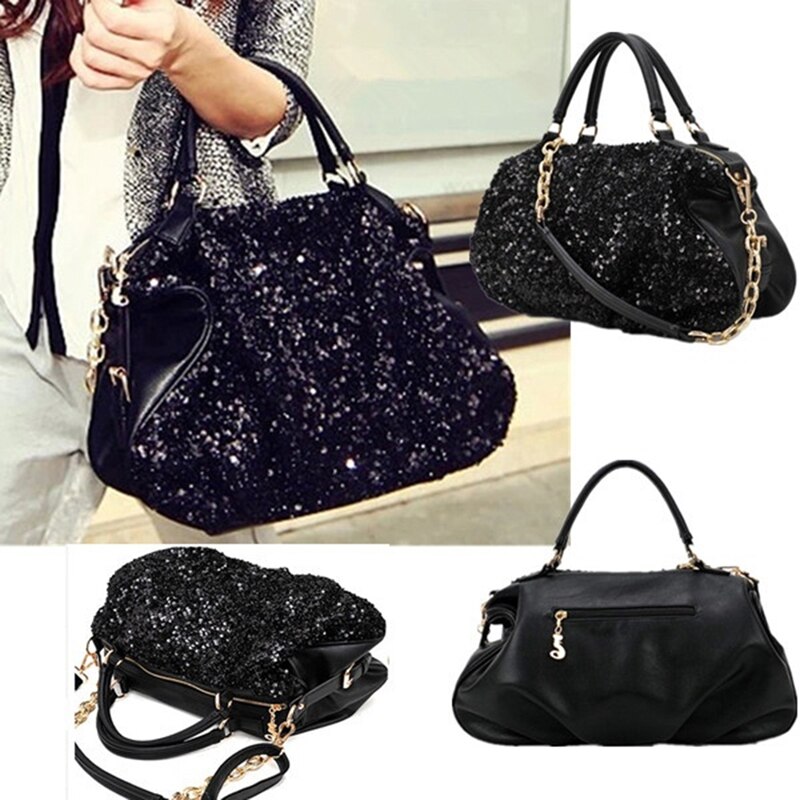 Glitter Schulter Tasche Pailletten Zipper Kette Wolke Tasche Große Kapazität Frauen Slant Knödel Tasche Handtasche