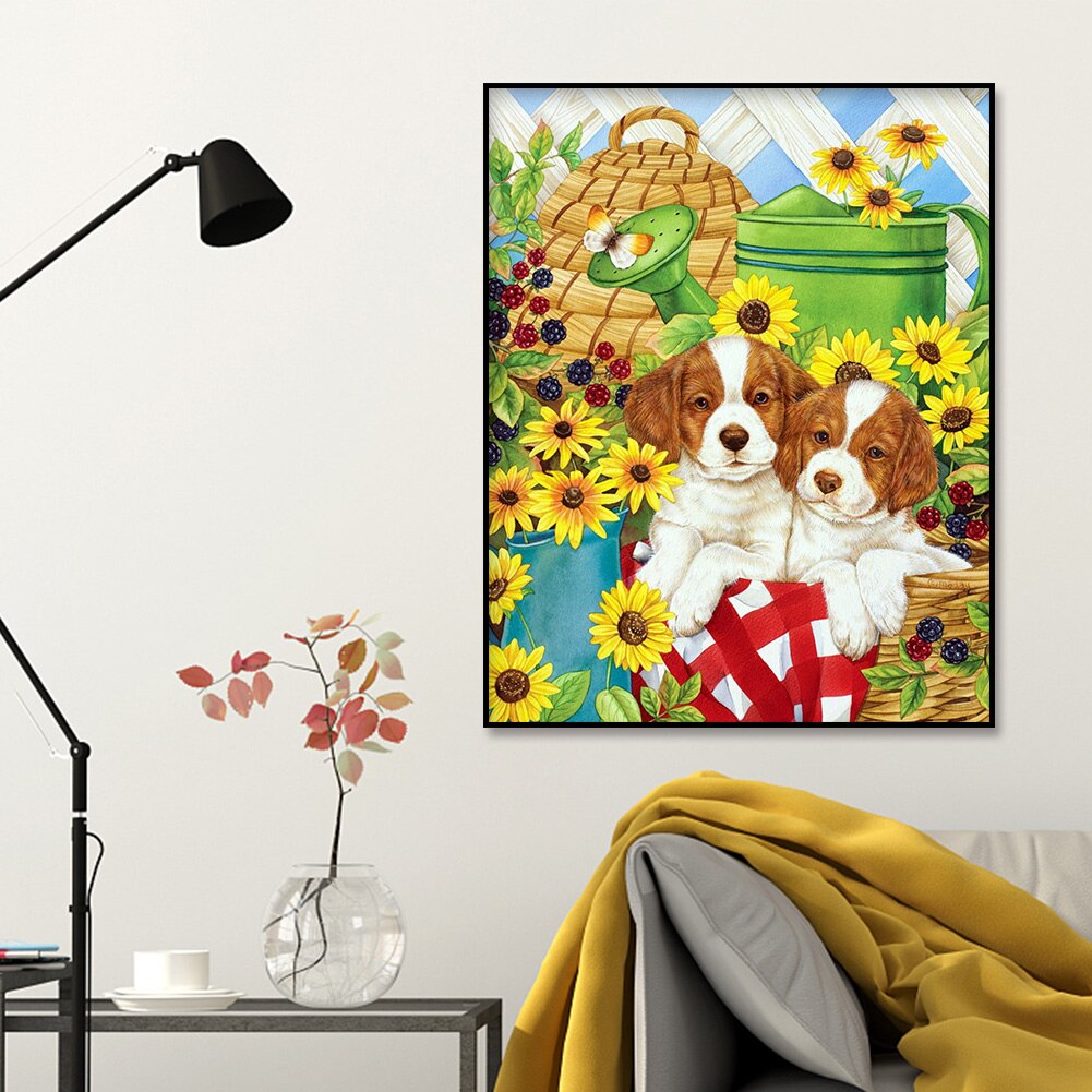 5D Cute Dog Painting Indoor Store Decoration Portrait Full of Diamond Dog Resin Diamond Painting 30*40CM