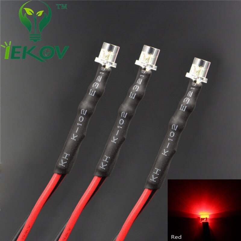 20pcs LED 3mm LED DIODE 12V Pre Wired 12v DC Flat top Emitting Diodes Wide Angle 20CM DIY