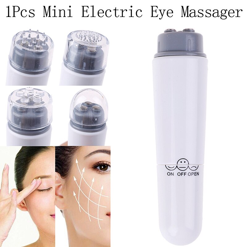Elektrisk øjen massager mini bærbar ansigtsmassage anordning pen 4 hoved ansigter store vibrationer løft ansigt massage stick