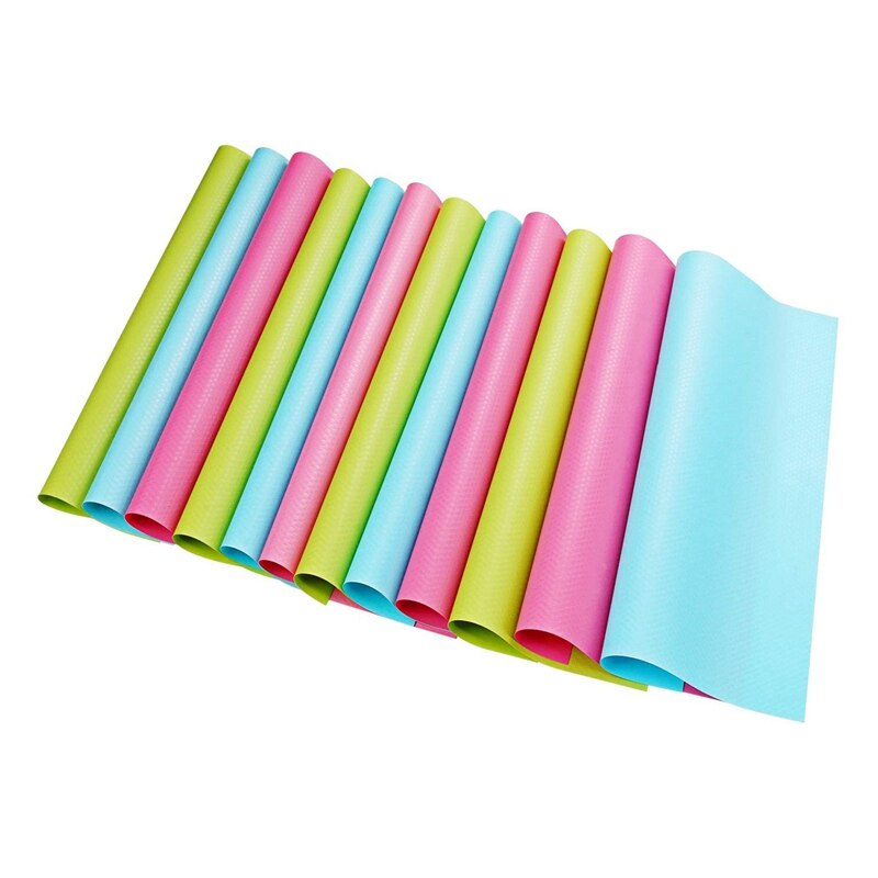 12 stk køleskabsunderlag køleskabsmåtter antifouling multifunktionel base til gør-det-selv skabsmåtte skomåtte bordmåtte skuffemåtte