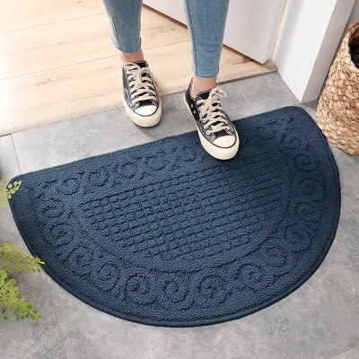 Halvsirkel skrape dørmatter utendørs innendørs skittfangermatte sklisikker dørmatte for inngangsdøråpning teppe gulvmatte inngangsmatte: 48 x 78cm / Marineblå matte