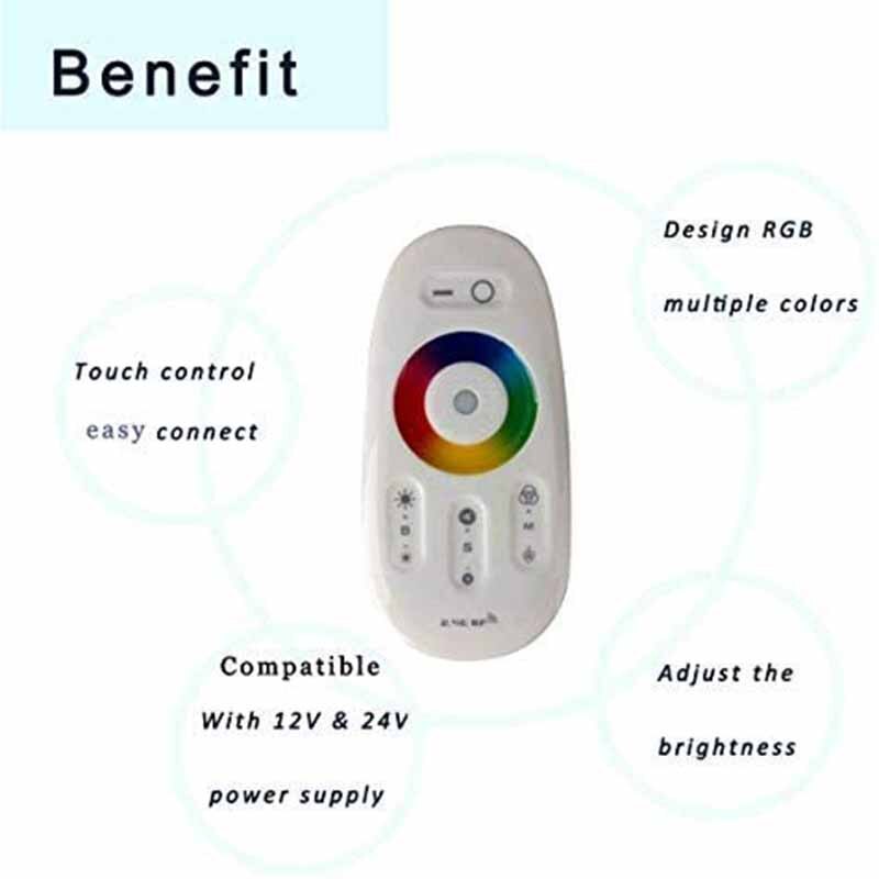 Rf led controle remoto 2.4ghz sem fio rf toque led rgb dimmer controlador para 5050 3528 rgb led luz de tira 12v/24v
