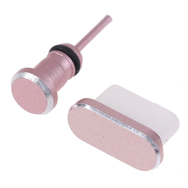 1Pc Kleurrijke Metal Anti Dust Pluggen Type-C Opladen Gaten 3.5Mm Hoofdtelefoon Jack Siliconen Port Bescherming Stof plug Voor Smartphone: Rose gold