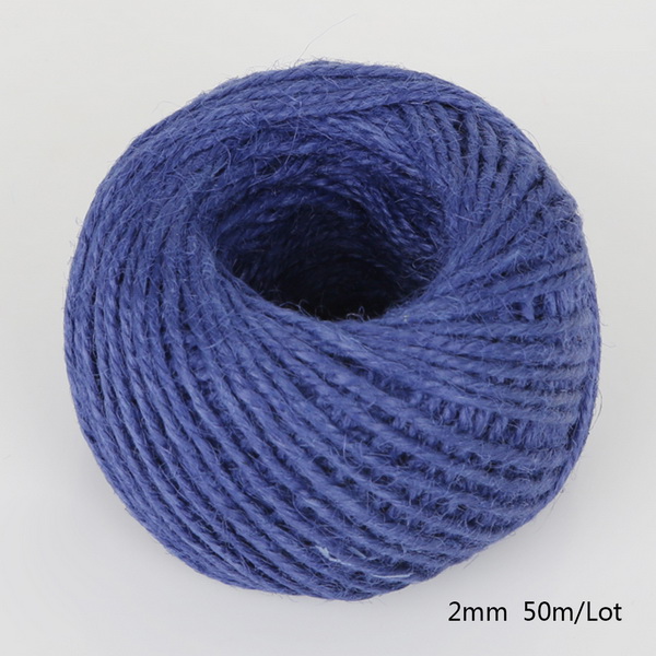 50Meters Multi Colors Natural Burlap Hessian Jute Twine Cord Hemp Rope String 2mm Box String Cord Wedding Tags Decoration: Royal Blue