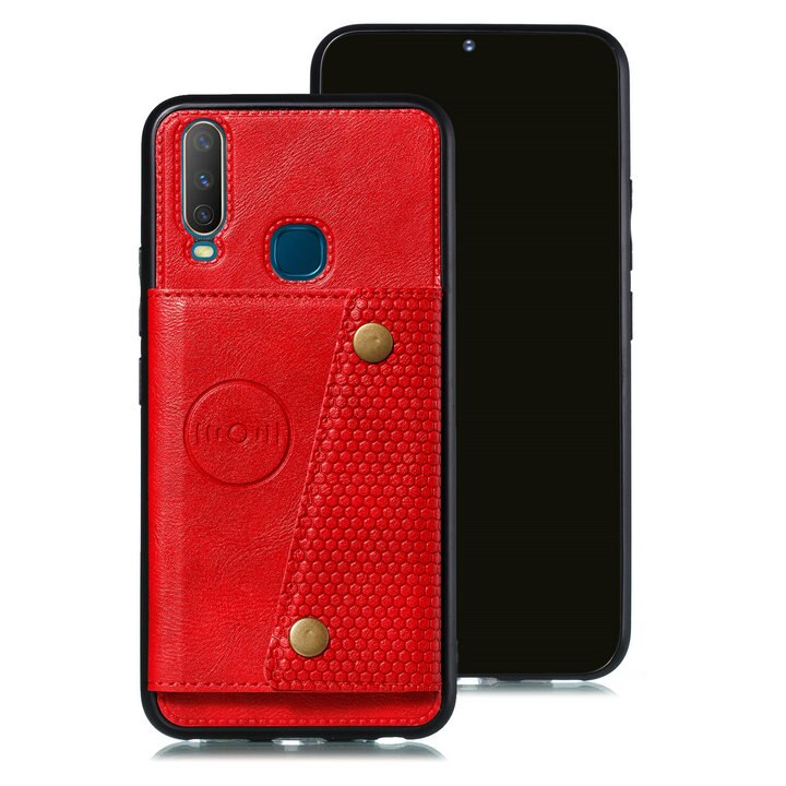 Honor 9C Honor 9 C Flip Case Leather Card Slot Back Shell for Huawei Honor 9C Case 360 Protection TPU Bumper Hono C9 Shockproof: Red