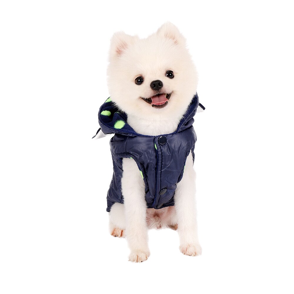 Hond Kat Windjack Winter Warm Jasje Warme Dikke Pet Puppy Hoodie Winter Warme Kleding Apperal: Blauw / M