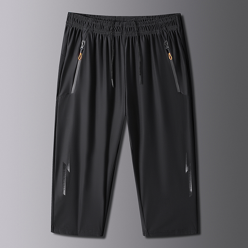 Sommer afslappede shorts herre størrelse s 8xl afslappet issilke stretch behagelig capribukser herre gym jogging snøre joggingbukser: Xl / Sort