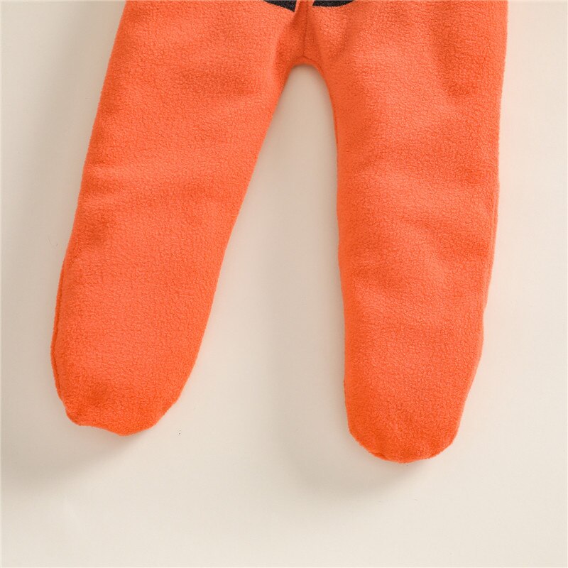 0-24 Maanden Baby Pompoen Hooded Romper Lange Mouwen Full Zip Betaalde Jumpsuit Warm Uitloper Baby Jongens Halloween Footies playsuit
