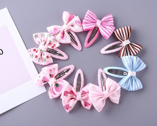 8 Pcs Striped Bowknot Cute Baby Hair Accessories Baby Girls Hair Pin Children Hairgrips Kid Headwear Barrettes Kids: B  Random color