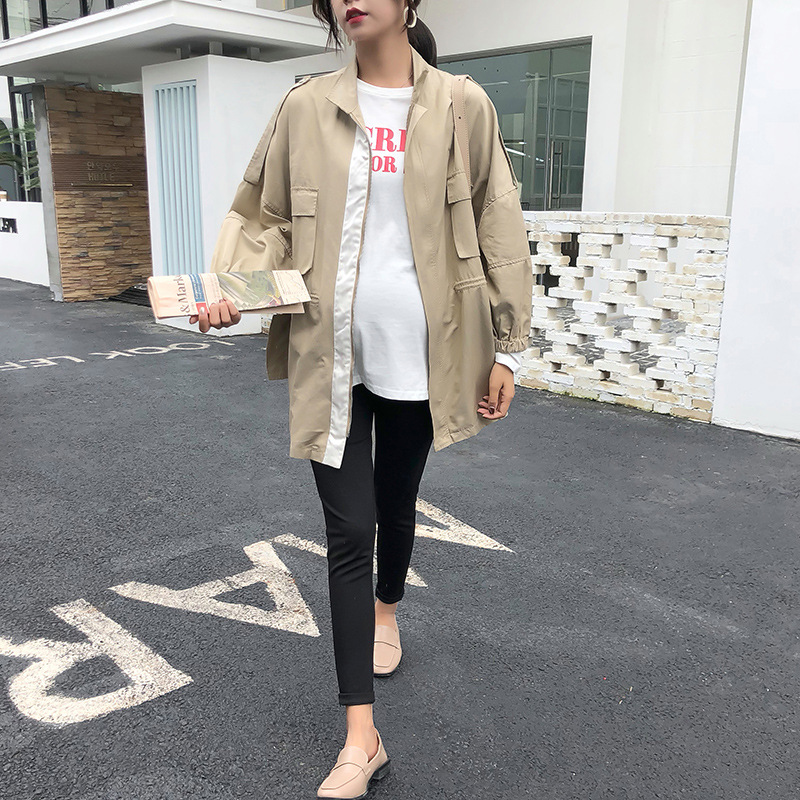 Inverno Maternidade outono Solto Casaco Longo zíper Blusão Solto Mulheres Grávidas Gravidez Gestante Roupas Casaco Fashion