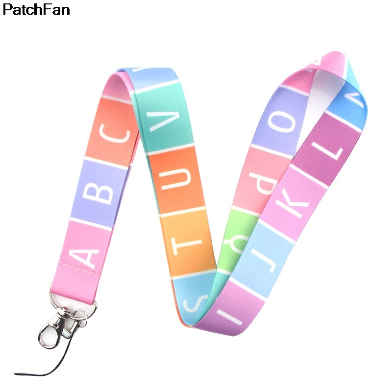 A2540 Patchfan kleurrijke alfabet Tag Strap Kids Nek Lanyards voor Veiligheid Breakaway Voor Mobiele Telefoon USB ID Badge Houder sleutel